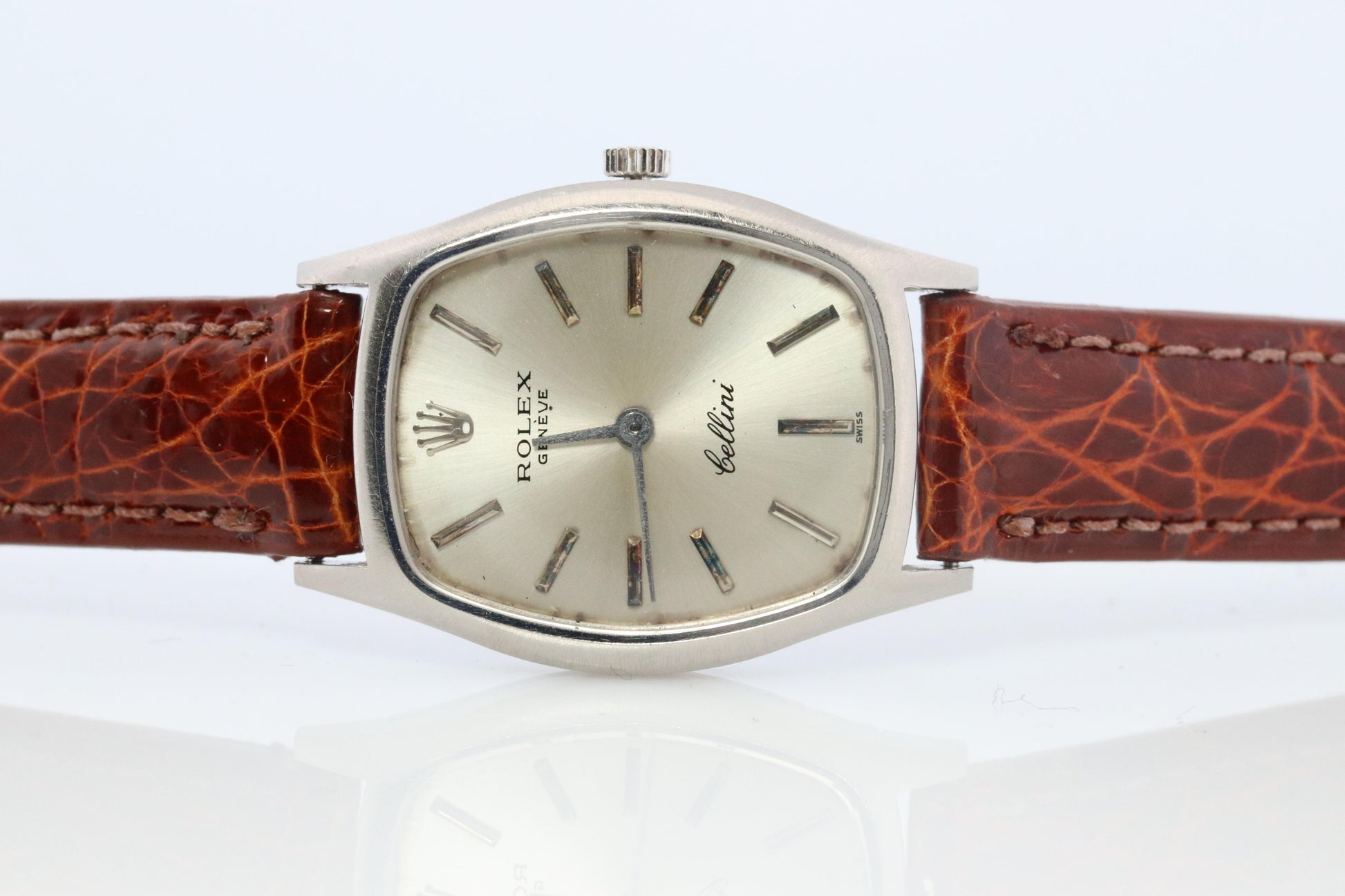 Genuine 18k Rolex Watch. 18k WG Ladies Rolex CELLINI 3803 Barrel WristWatch