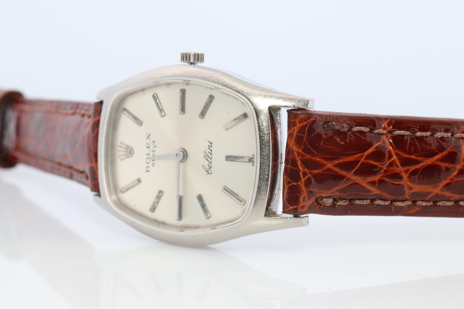 Genuine 18k Rolex Watch. 18k WG Ladies Rolex CELLINI 3803 Barrel WristWatch