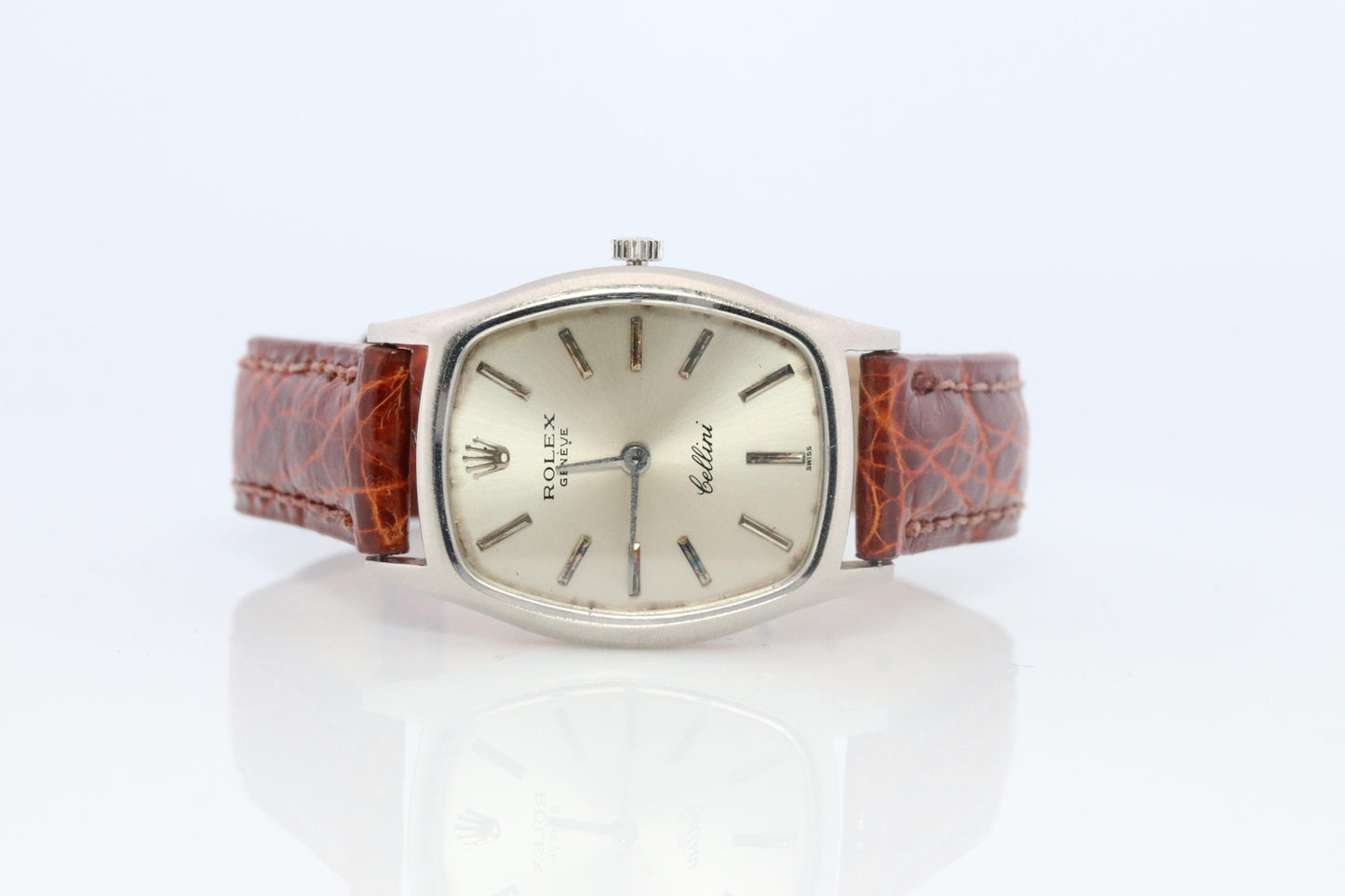 Genuine 18k Rolex Watch. 18k WG Ladies Rolex CELLINI 3803 Barrel WristWatch