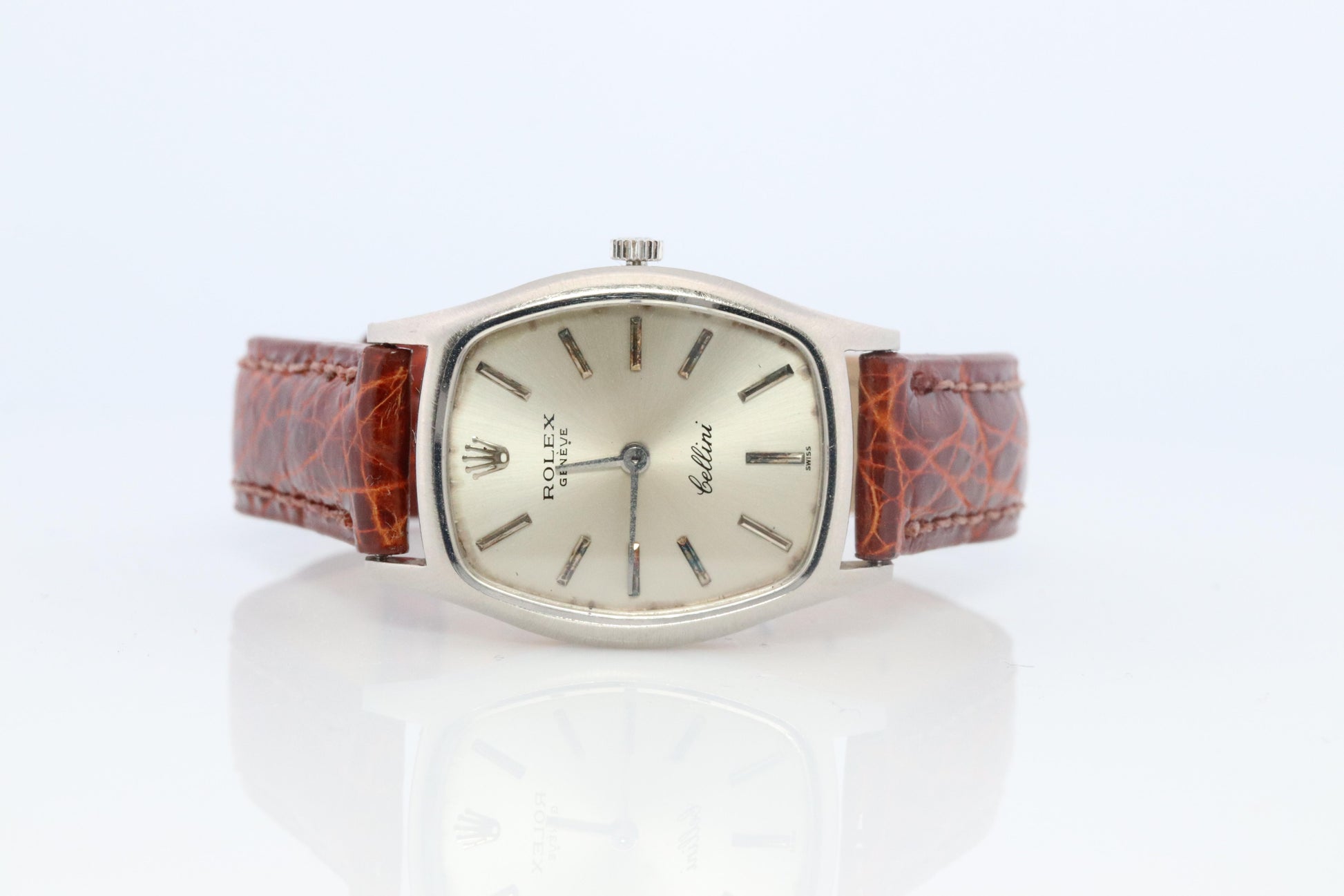 Genuine 18k Rolex Watch. 18k WG Ladies Rolex CELLINI 3803 Barrel WristWatch