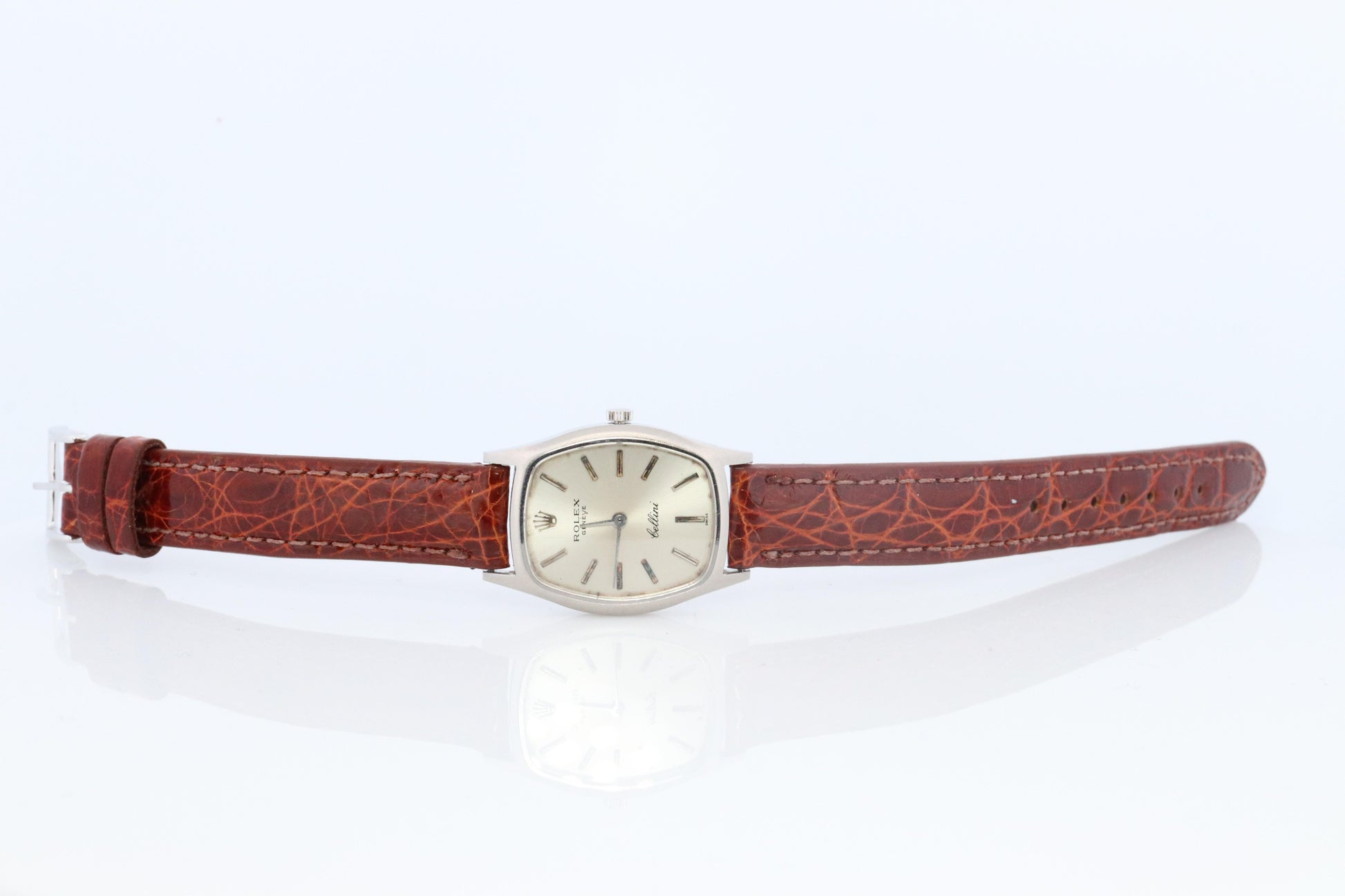Genuine 18k Rolex Watch. 18k WG Ladies Rolex CELLINI 3803 Barrel WristWatch