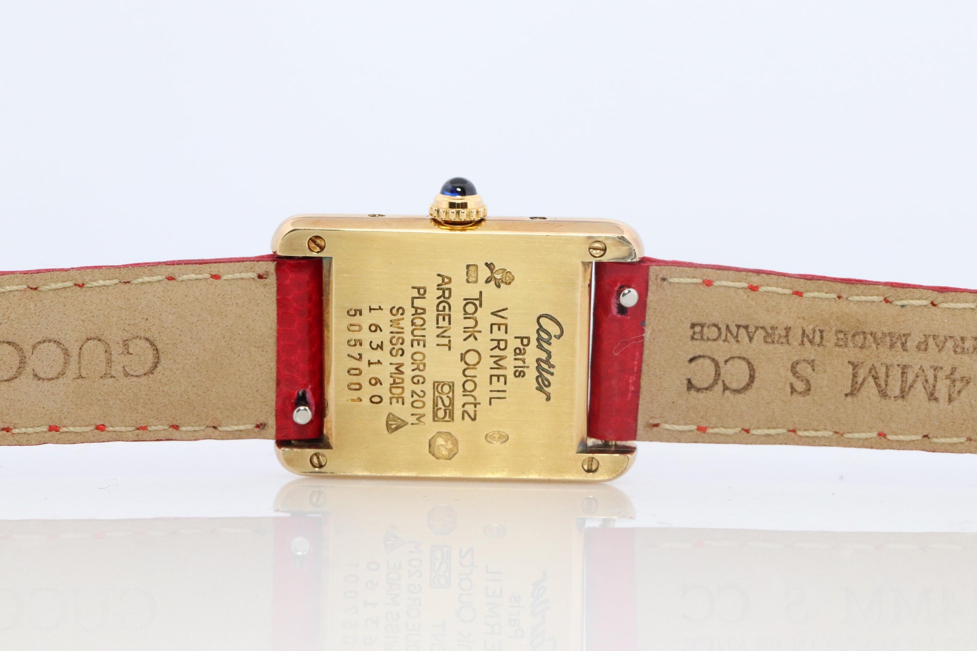 Vintage Must de Cartier Tank Pillar 5057001 Dial Watch Vermeil ARGENT Small Tank