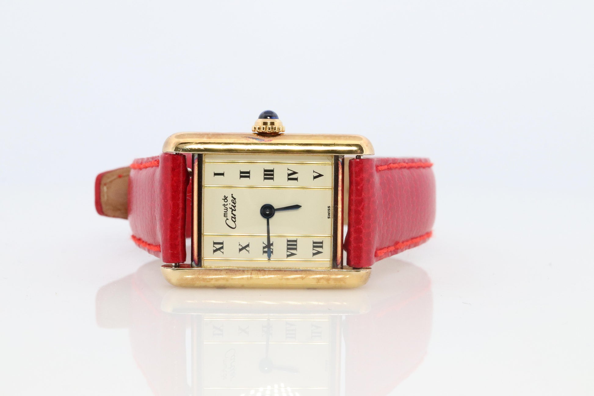 Vintage Must de Cartier Tank Pillar 5057001 Dial Watch Vermeil ARGENT Small Tank