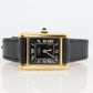 Vintage Must de Cartier Tank Black Dial Watch Vermeil ARGENT Small Manual Tank