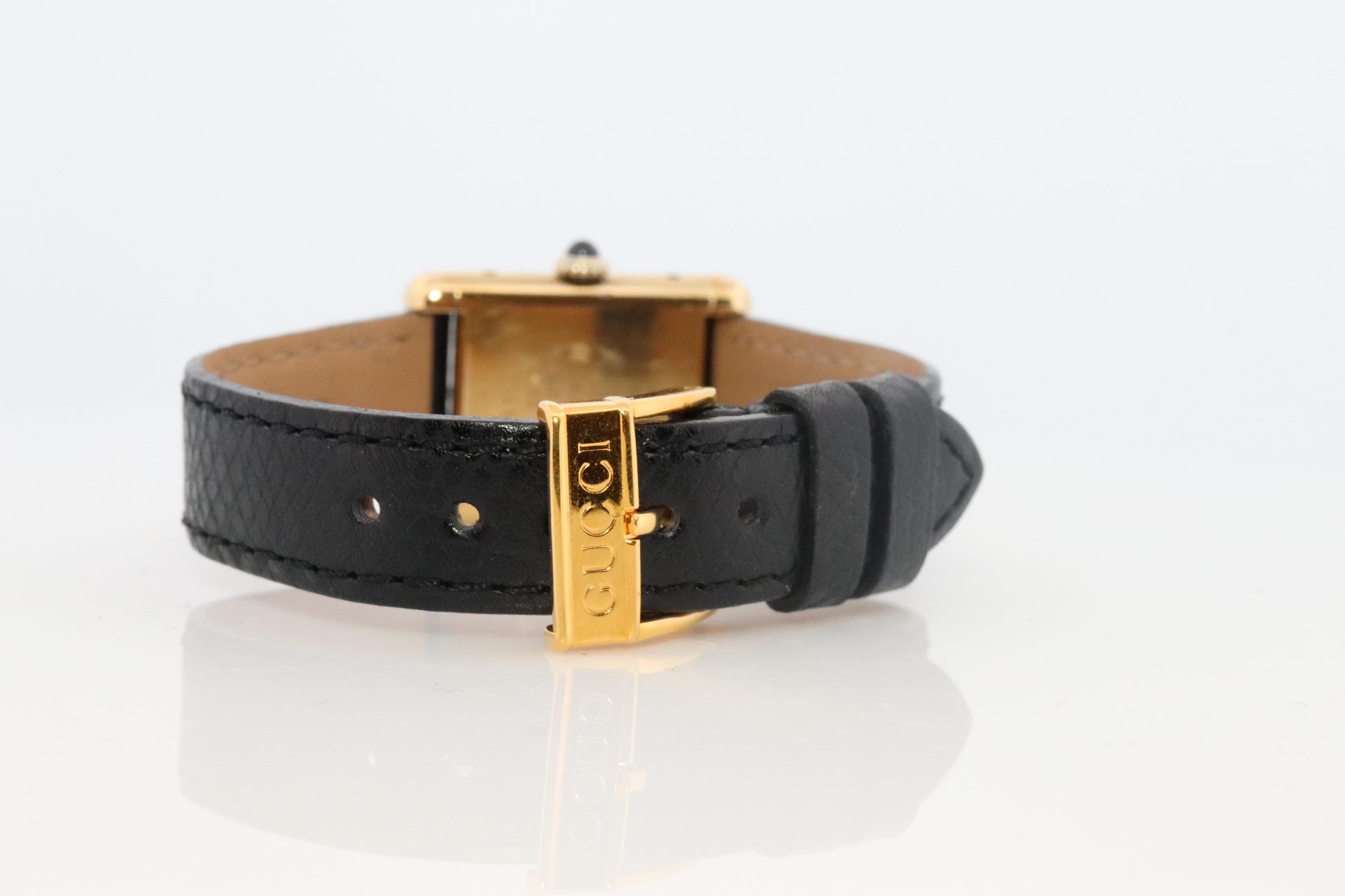 Vintage Must de Cartier Tank Black Dial Watch Vermeil ARGENT Small Manual Tank