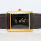 Vintage Must de Cartier Mystery Tank Watch. ARGENT Manual Black Dial Tank.