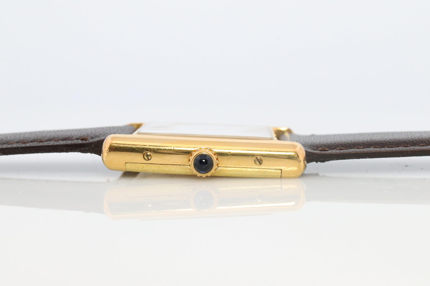 Vintage Must de Cartier Mystery Tank Watch. ARGENT Manual Black Dial Tank.