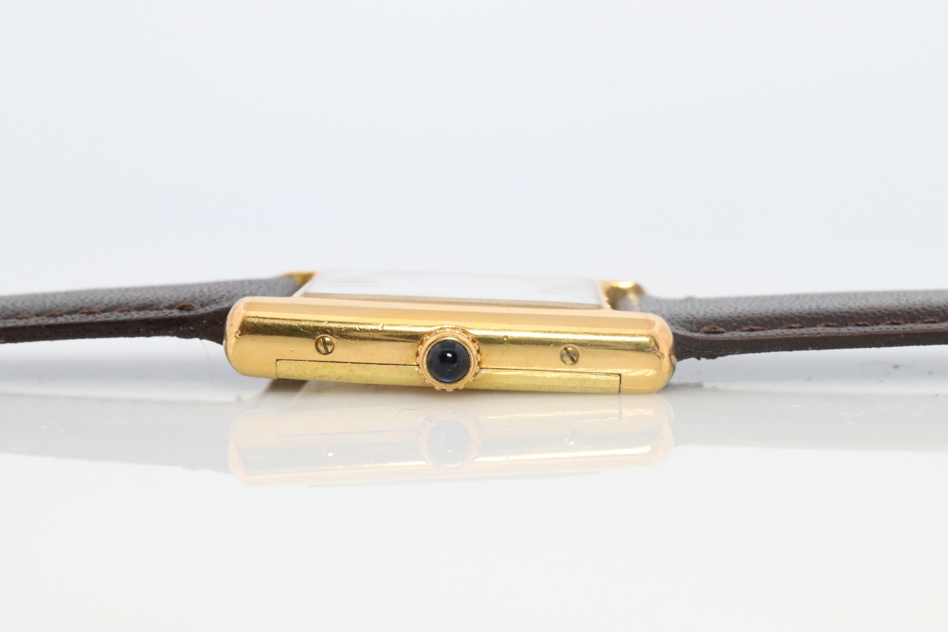 Vintage Must de Cartier Mystery Tank Watch. ARGENT Manual Black Dial Tank.