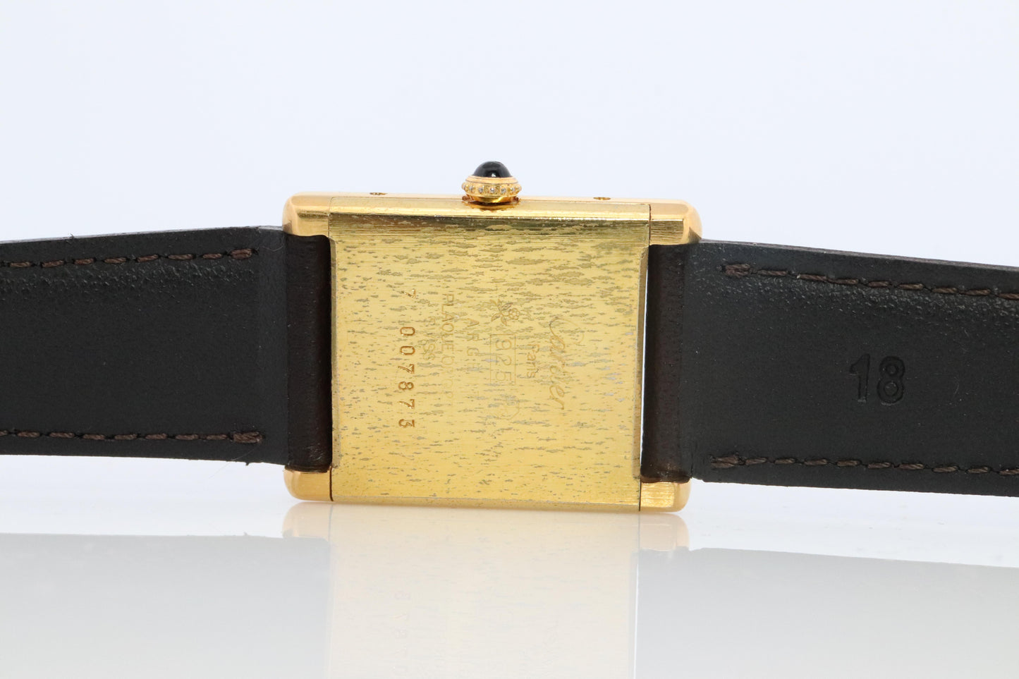 Vintage Must de Cartier Mystery Tank Watch. ARGENT Manual Black Dial Tank.