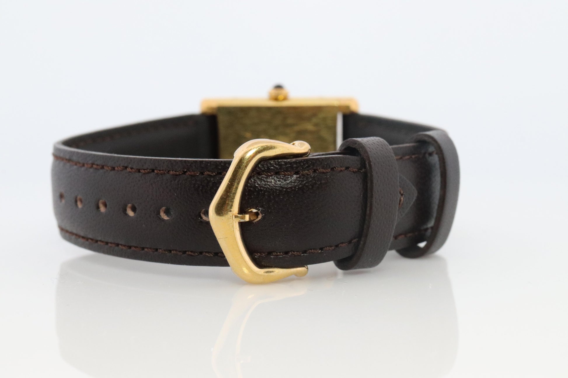 Vintage Must de Cartier Mystery Tank Watch. ARGENT Manual Black Dial Tank.