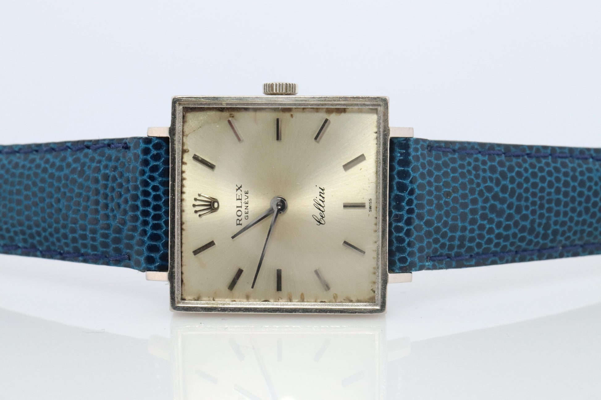 Genuine 18k Rolex Watch. 18k WG Rolex CELLINI 3811 Square WristWatch