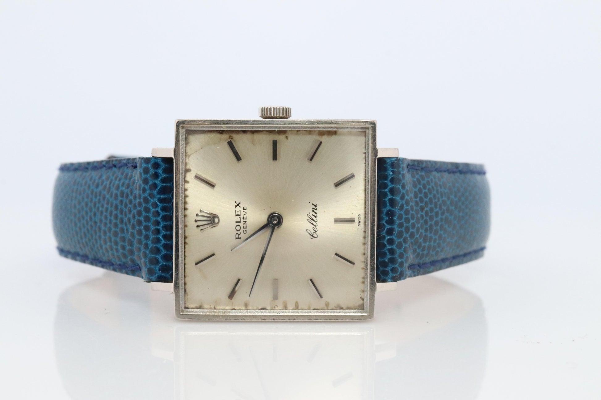 Genuine 18k Rolex Watch. 18k WG Rolex CELLINI 3811 Square WristWatch