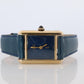 Must de Cartier Tank Blue Mystery Dial. Vermeil ARGENT 925 Small Windup Watch