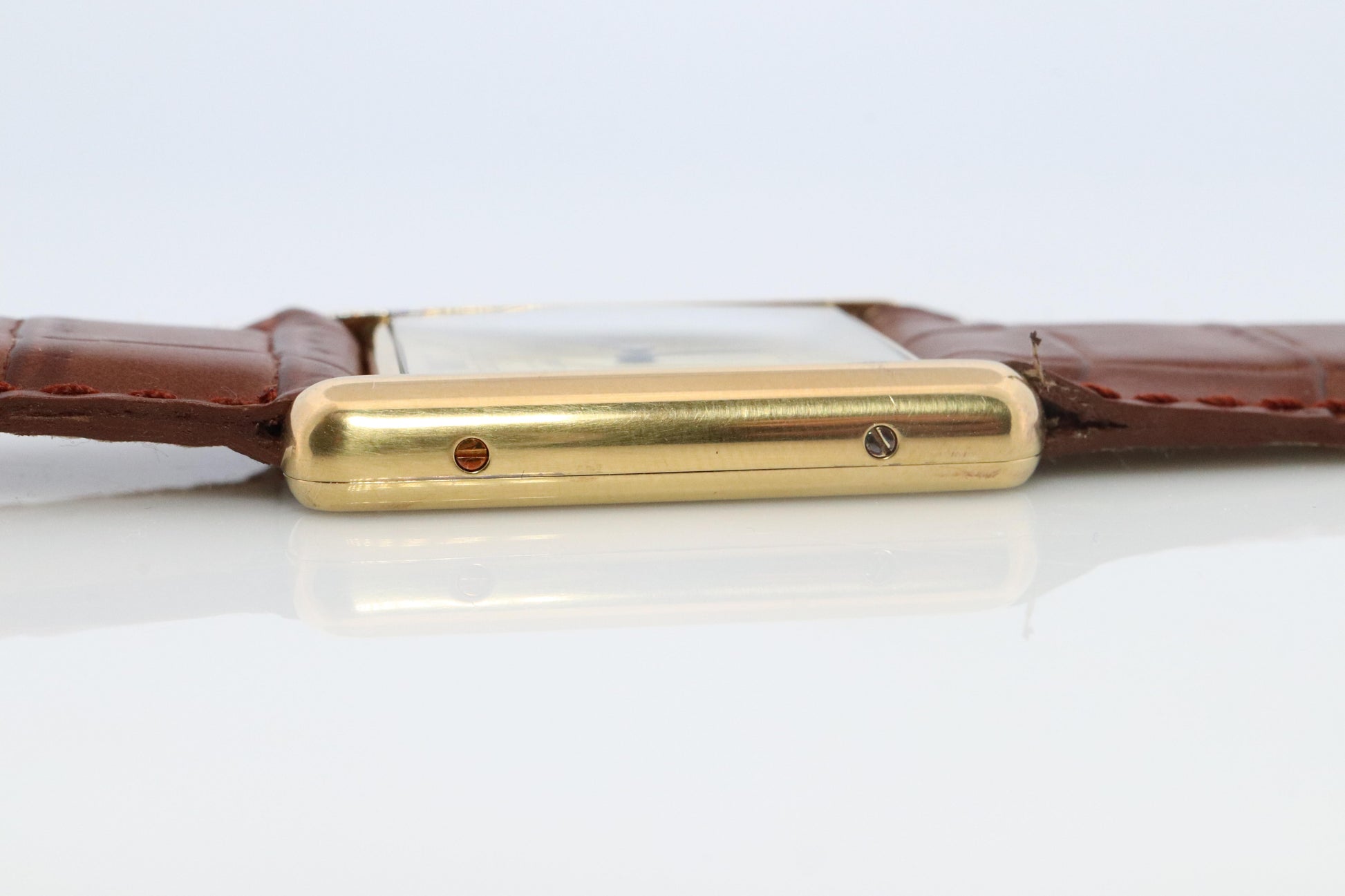 Vintage Must de Cartier Champagne Tank Watch. 925 Vermeil ARGENT Quartz Tank.