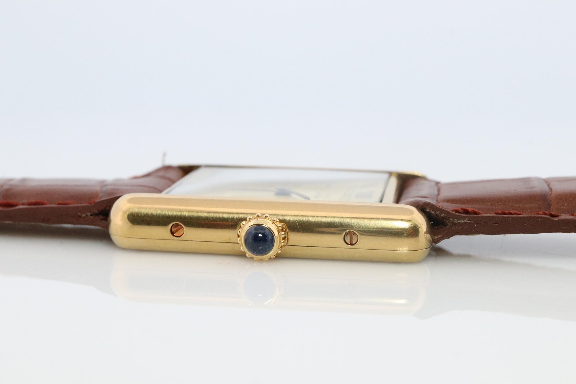 Vintage Must de Cartier Champagne Tank Watch. 925 Vermeil ARGENT Quartz Tank.