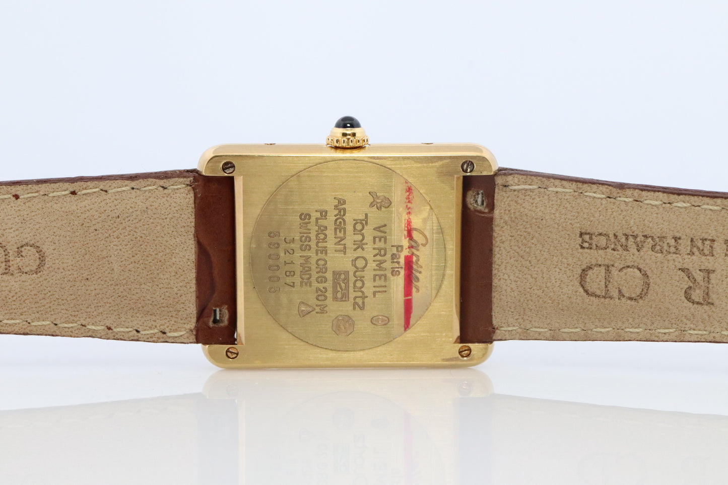 Vintage Must de Cartier Champagne Tank Watch. 925 Vermeil ARGENT Quartz Tank.