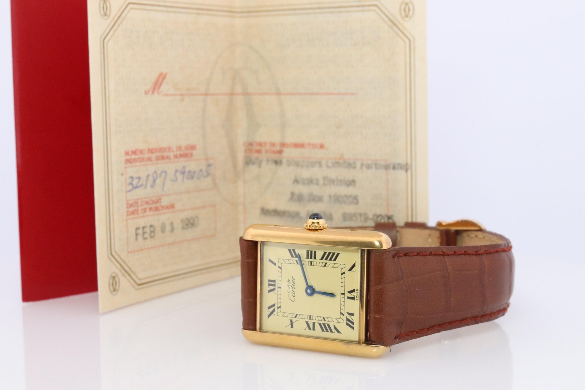 Vintage Must de Cartier Champagne Tank Watch. 925 Vermeil ARGENT Quartz Tank.