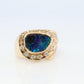Boulder Opal Diamond Ring. 18k Gold Genuine Opal Diamond Set Ring.