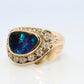 Boulder Opal Diamond Ring. 18k Gold Genuine Opal Diamond Set Ring.