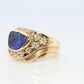 Boulder Opal Diamond Ring. 18k Gold Genuine Opal Diamond Set Ring.