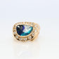 Boulder Opal Diamond Ring. 18k Gold Genuine Opal Diamond Set Ring.