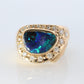 Boulder Opal Diamond Ring. 18k Gold Genuine Opal Diamond Set Ring.