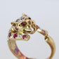 18k Panther Leopard Jaguar Cheetah Ruby ring. Encrusted Rubies Ready to Pouce