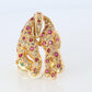 18k Panther Leopard Jaguar Cheetah Ruby Pendant. Encrusted Rubies and Diamonds.