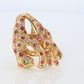 18k Panther Leopard Jaguar Cheetah Ruby Pendant. Encrusted Rubies and Diamonds.