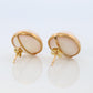 Large Mabe Pearl Earrings. 18k Yellow Gold Stud Pierced Round Mabe.