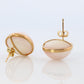 Large Mabe Pearl Earrings. 18k Yellow Gold Stud Pierced Round Mabe.