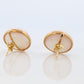 Large Mabe Pearl Earrings. 18k Yellow Gold Stud Pierced Round Mabe.