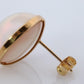 Large Mabe Pearl Earrings. 18k Yellow Gold Stud Pierced Round Mabe.