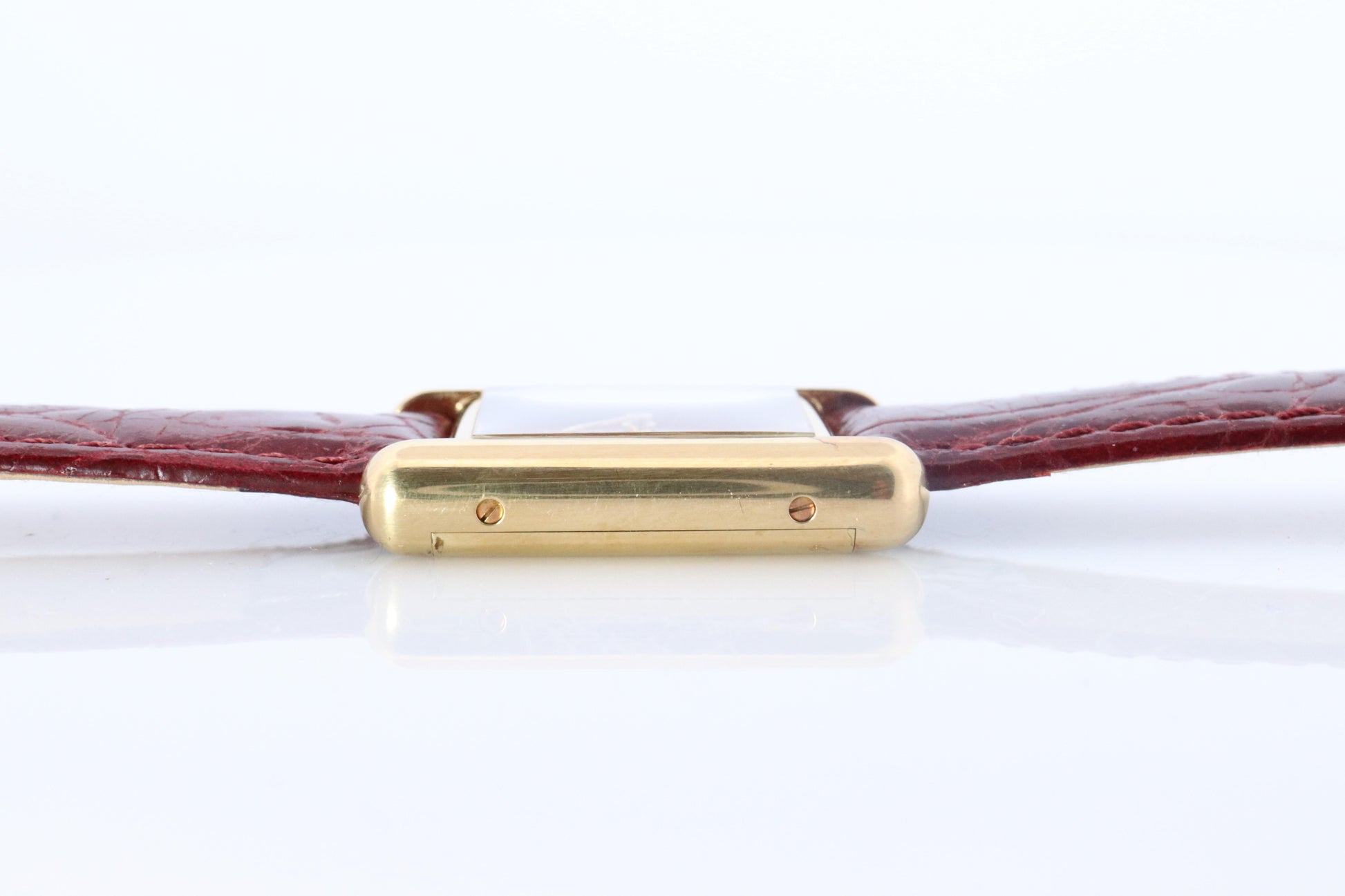 Must de Cartier Tank Red Mystery Dial. Bordeaux ARGENT 925 Small Windup Watch