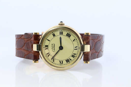 Genuine Cartier Watch. Must de Cartier Vendome Round Argent Champagne Dial