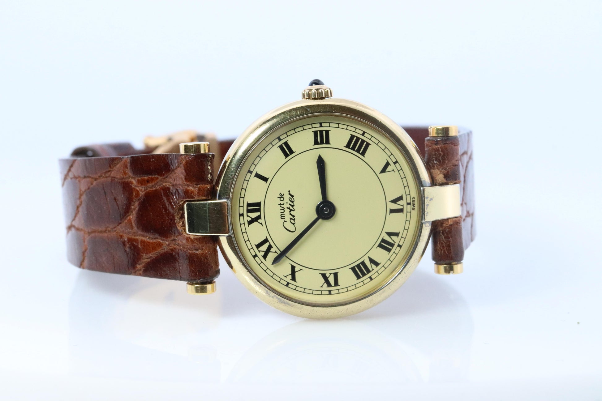 Genuine Cartier Watch. Must de Cartier Vendome Round Argent Champagne Dial