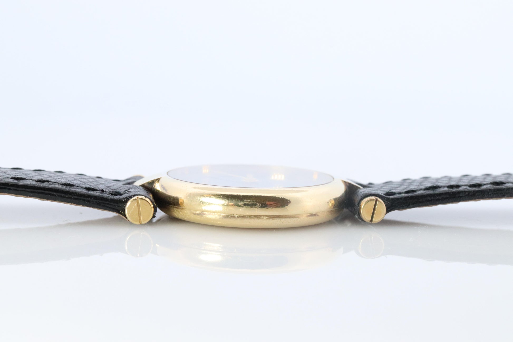 Genuine Cartier Watch. Must de Cartier Vendome Round Argent Vermeil Black Face
