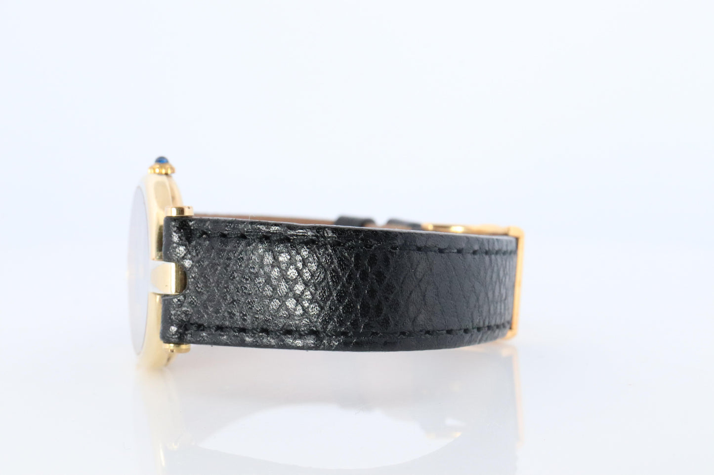 Genuine Cartier Watch. Must de Cartier Vendome Round Argent Vermeil Black Face