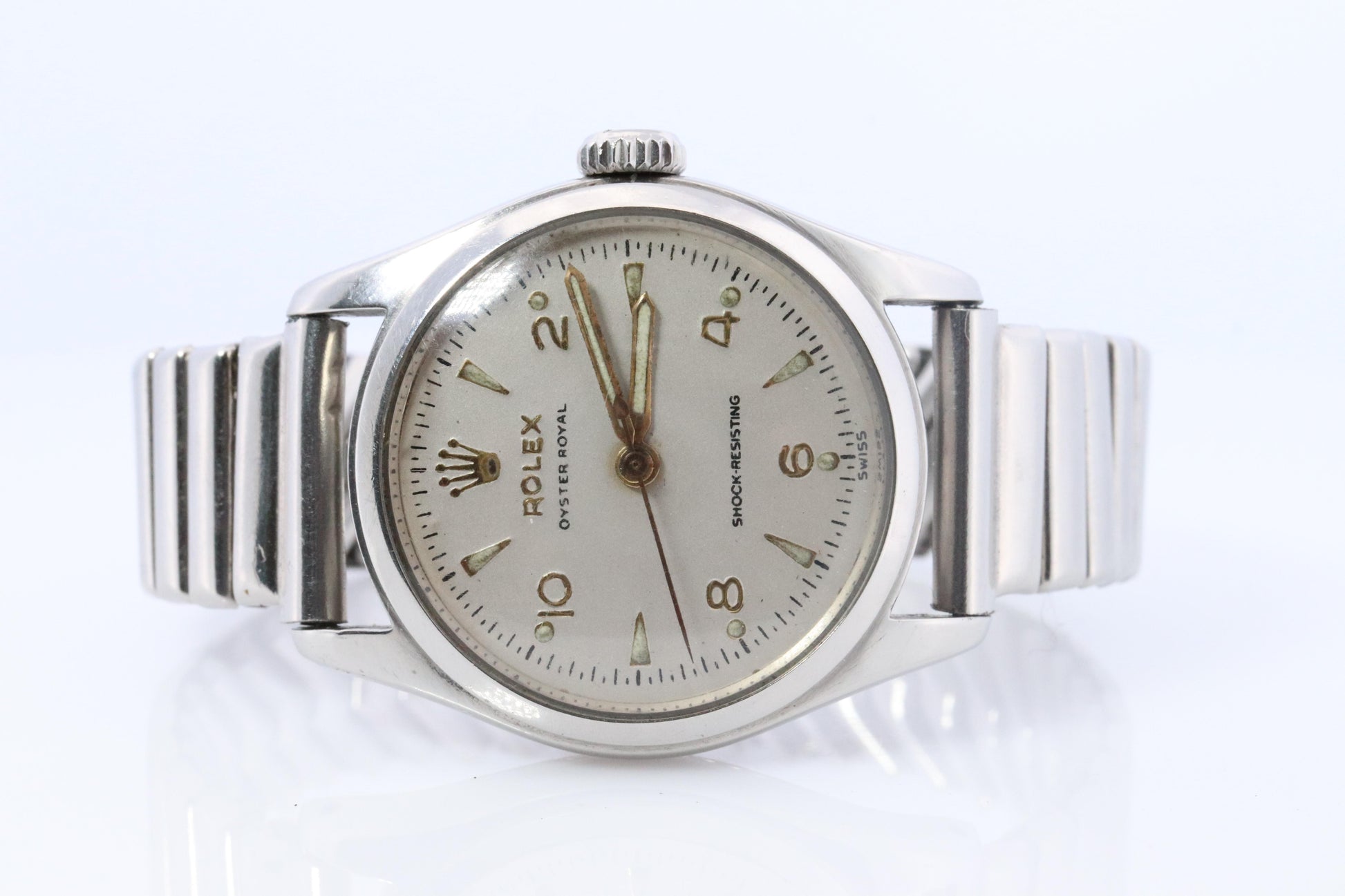 ROLEX Watch. Rolex ref. 6144 1950s Stainless Steel Mens Rolex watch.