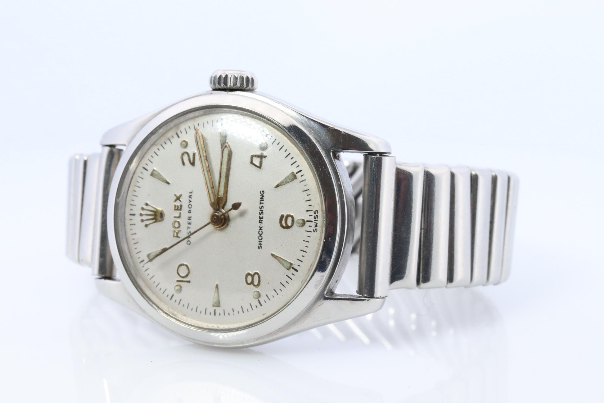 ROLEX Watch. Rolex ref. 6144 1950s Stainless Steel Mens Rolex watch.