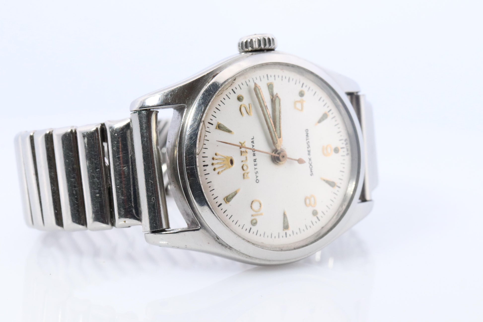 ROLEX Watch. Rolex ref. 6144 1950s Stainless Steel Mens Rolex watch.