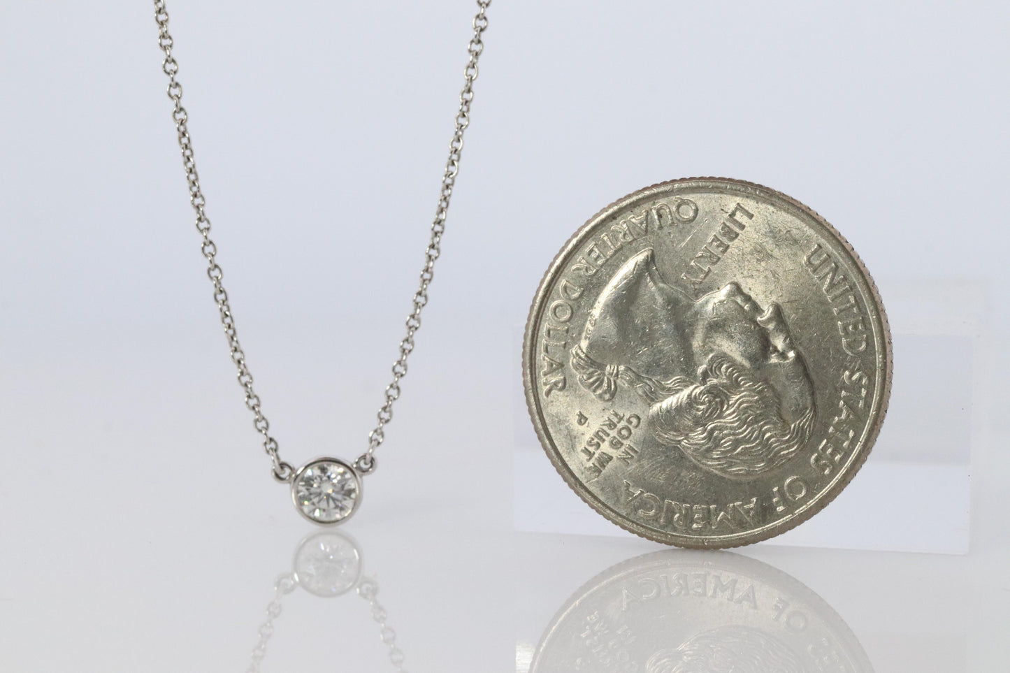 Vintage Tiffany Co Platinum Necklace Elsa Peretti Diamond by the Yard 0.36ct 1P
