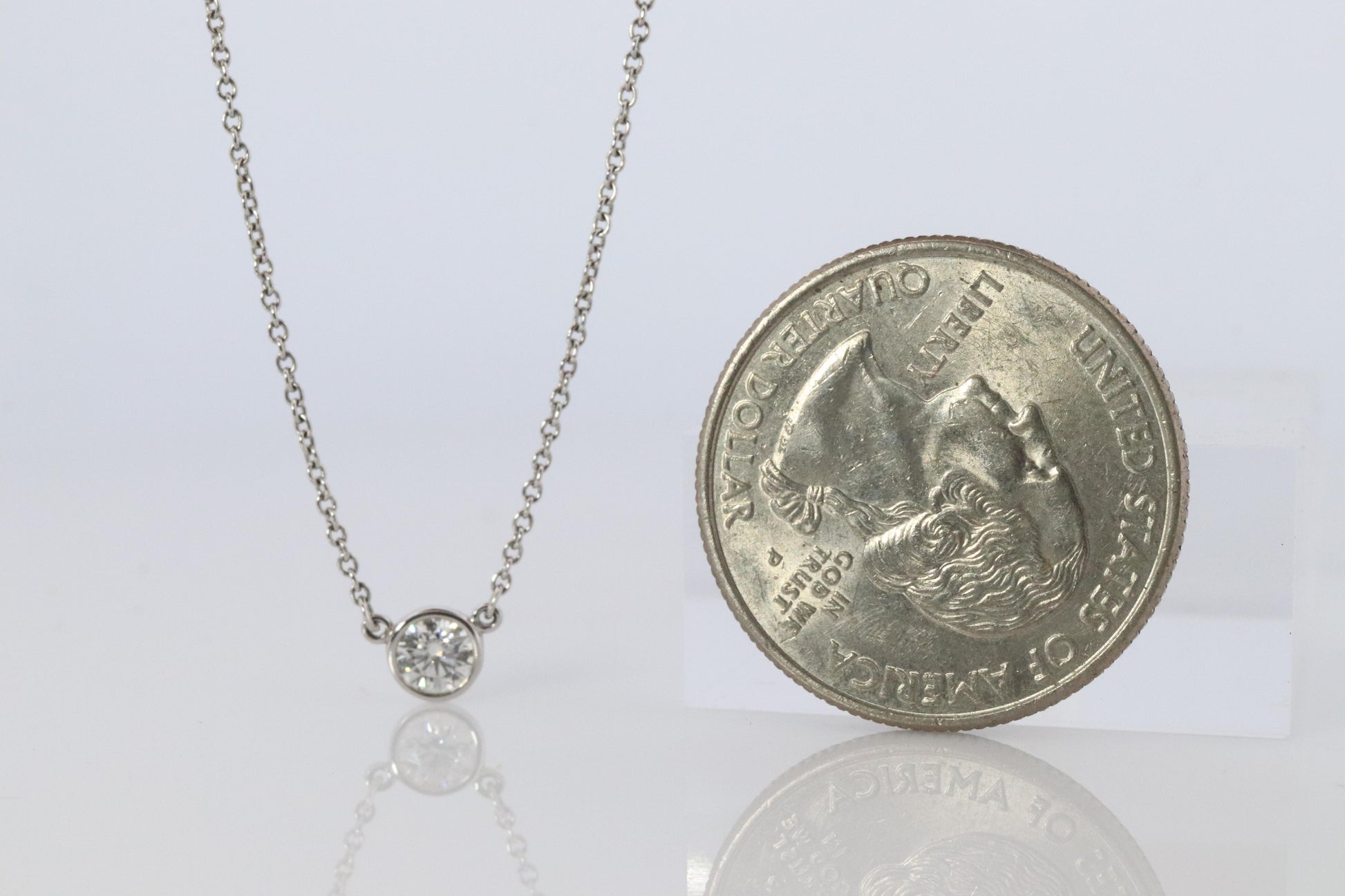 Vintage Tiffany Co Platinum Necklace Elsa Peretti Diamond by the Yard 0.36ct 1P