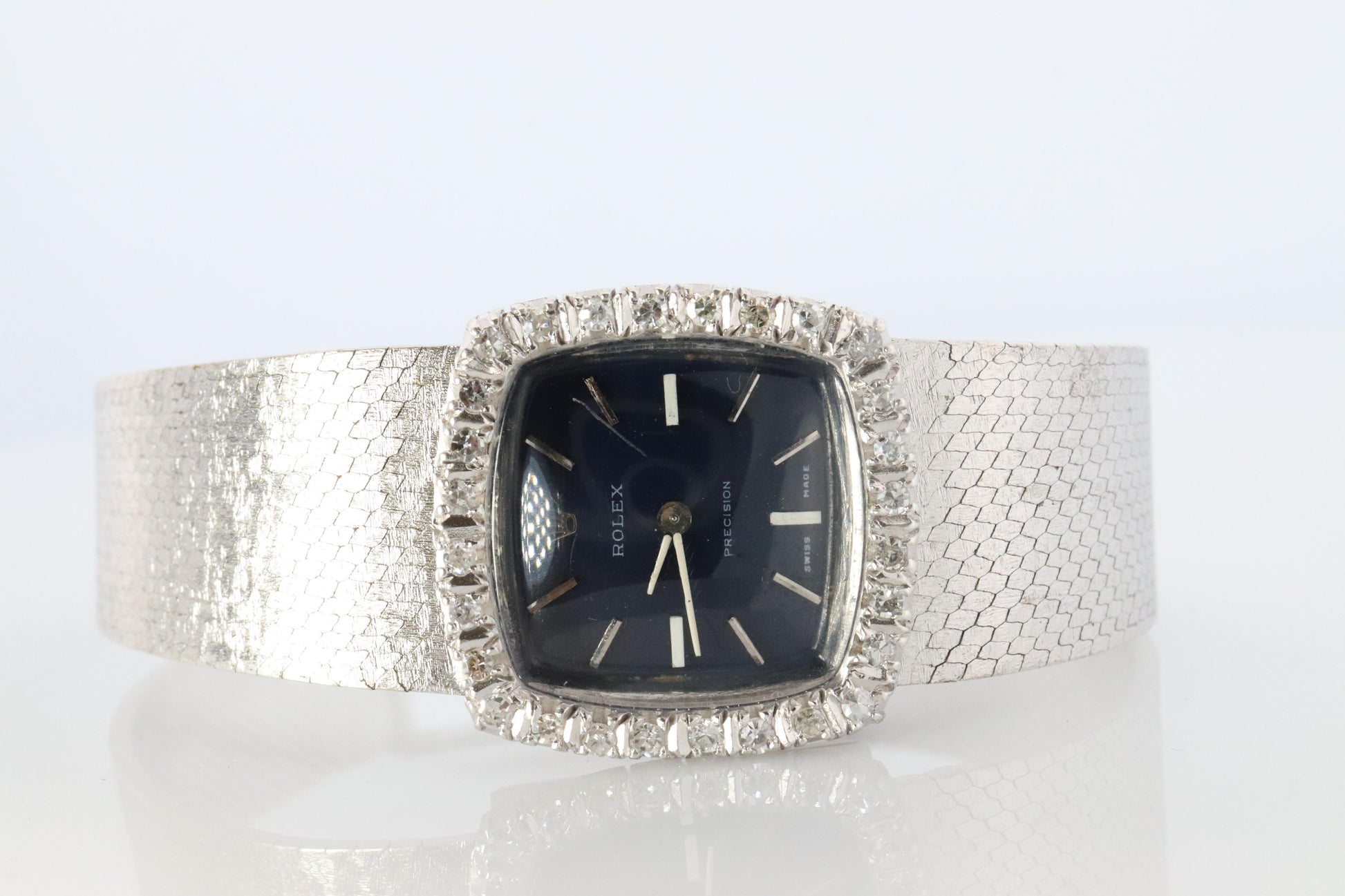 Genuine Rolex Watch. Diamond Bezel Blue Ladies Manual ROLEX 2611 Precision