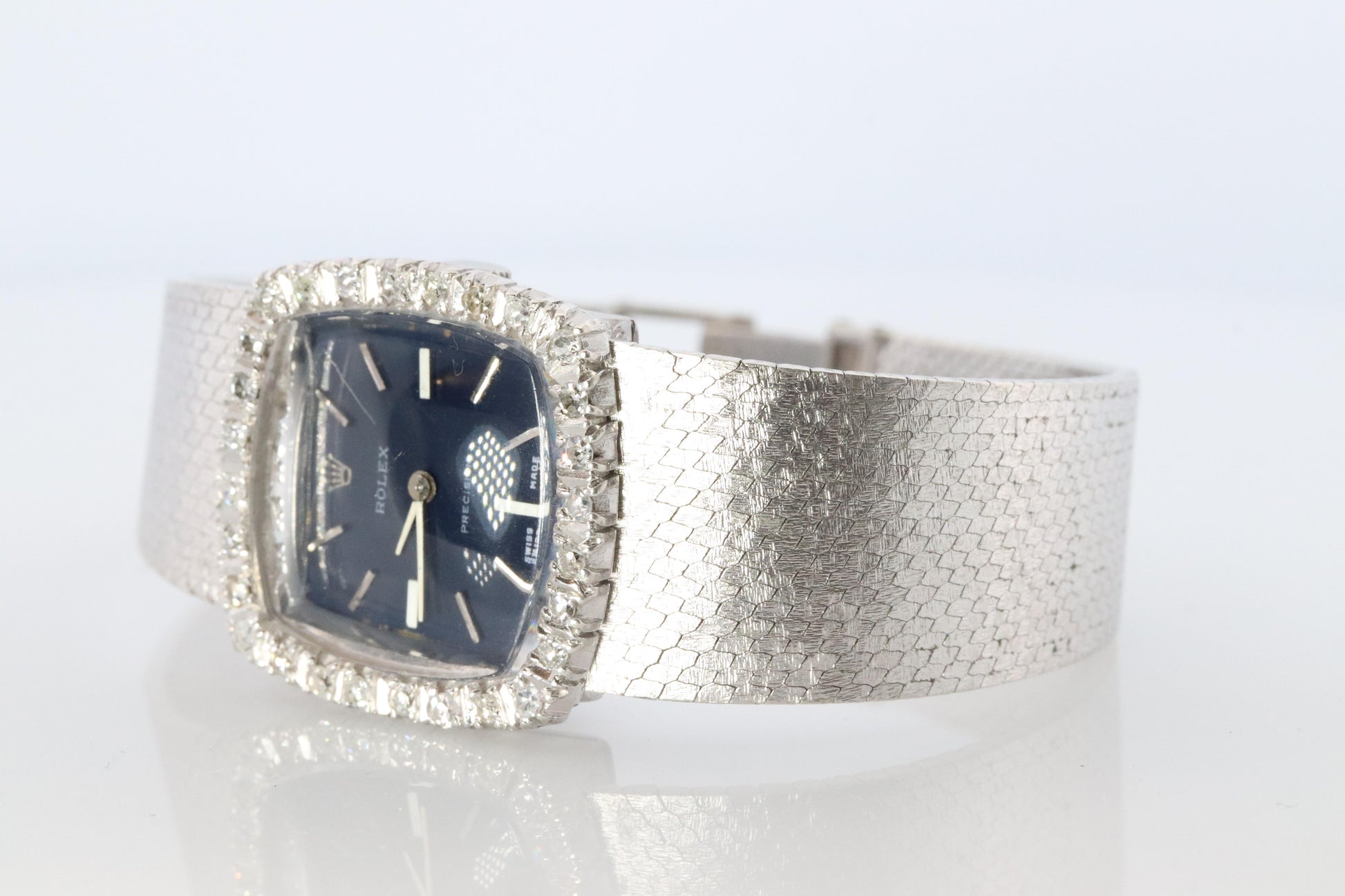 Genuine Rolex Watch. Diamond Bezel Blue Ladies Manual ROLEX 2611 Precision