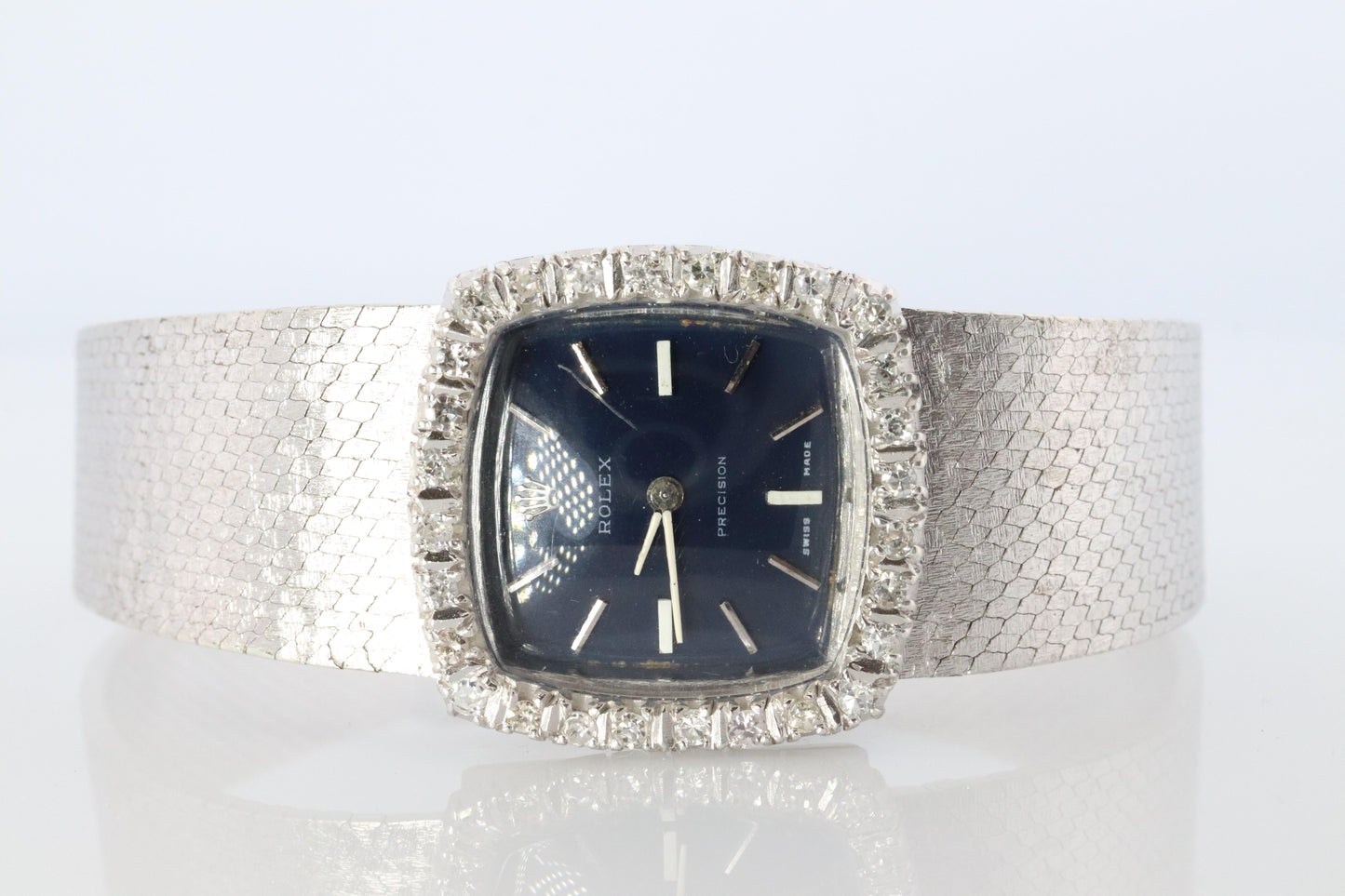 Genuine Rolex Watch. Diamond Bezel Blue Ladies Manual ROLEX 2611 Precision