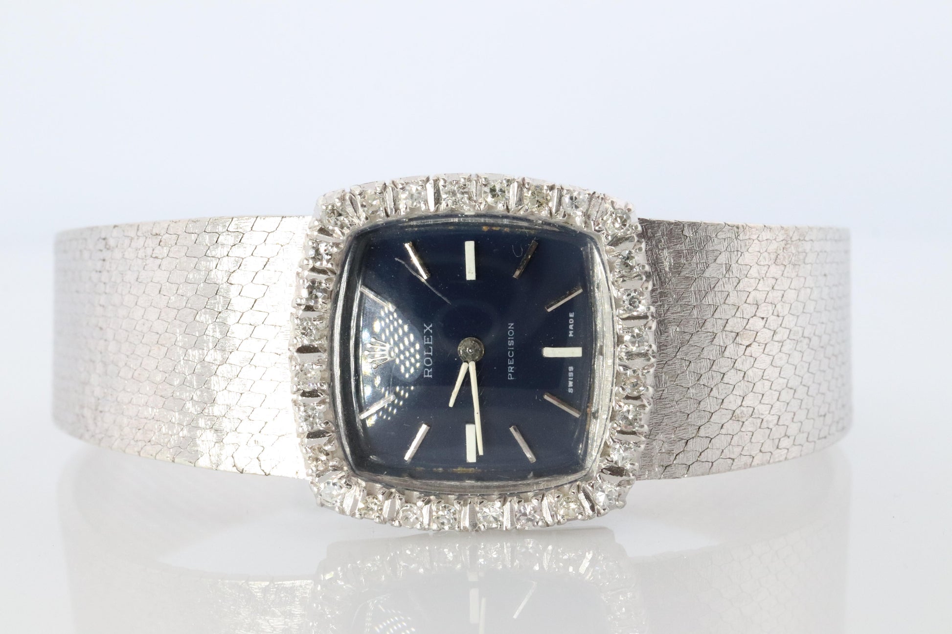 Genuine Rolex Watch. Diamond Bezel Blue Ladies Manual ROLEX 2611 Precision
