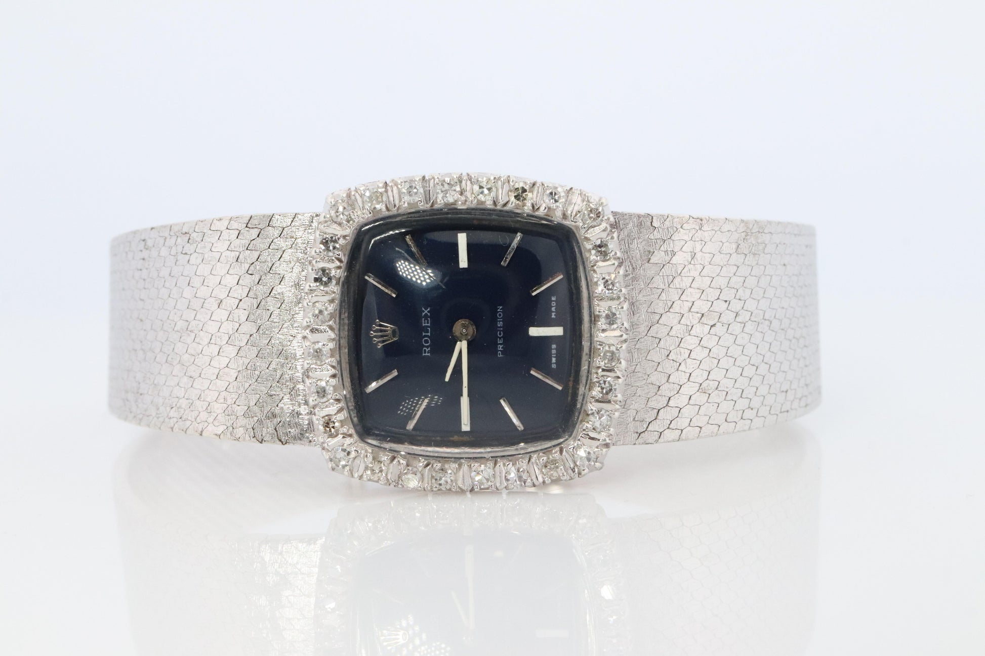 Genuine Rolex Watch. Diamond Bezel Blue Ladies Manual ROLEX 2611 Precision