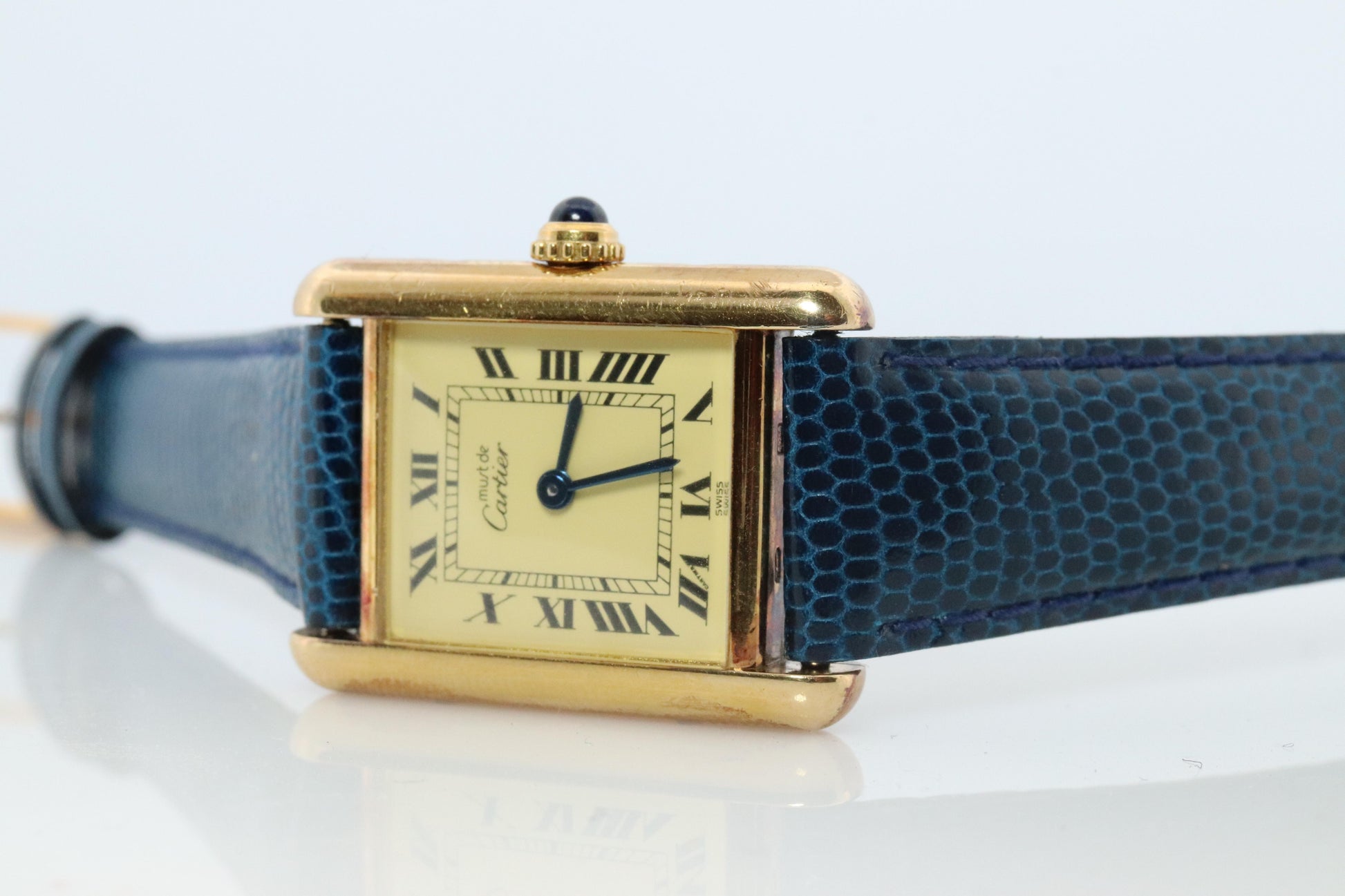 Vintage Must de Cartier Tank 5057001 Dial Watch Vermeil ARGENT Small Tank