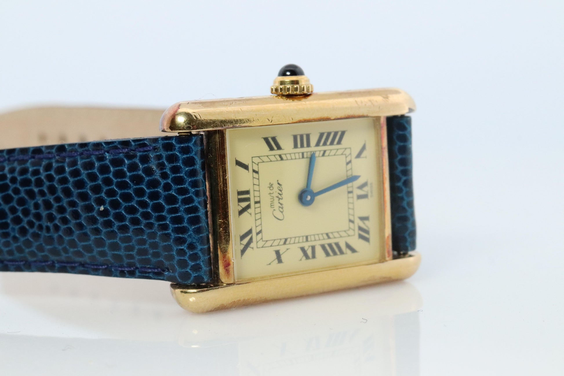 Vintage Must de Cartier Tank 5057001 Dial Watch Vermeil ARGENT Small Tank